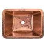 17‚Ä≥ Rectangle Under Counter Hammered Copper Bathroom Sink in Polished Copper - Hardware by Design