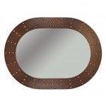 35″ Hand Hammered Oval Copper Mirror with Hand Forged Rivets - Hardware by Design