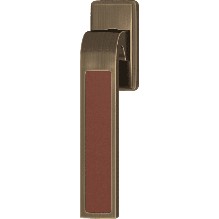 Turnstyle Designs R2542-CN-FA Ski Recess Leather with Chestnut Grip and Fine Antique Brass Finish - Hardware by Design