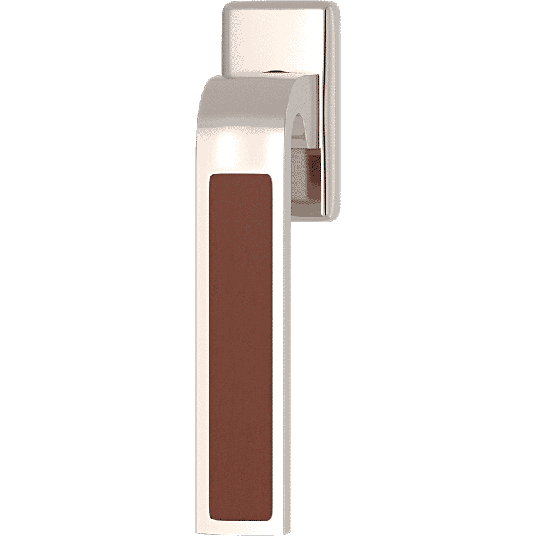 Turnstyle Designs R2542-CN-PN Ski Recess Leather with Chestnut Grip and Polished Nickel Finish - Hardware by Design