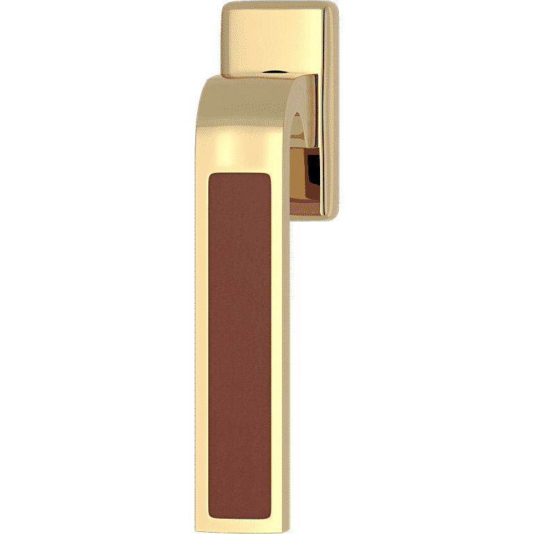 Turnstyle Designs R2542-CN-PU Ski Recess Leather with Chestnut Grip and Polished Brass Finish - Hardware by Design