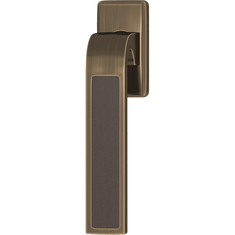 Turnstyle Designs R2542-CT-FA Ski Recess Leather with Chocolate Grip and Fine Antique Brass Finish - Hardware by Design