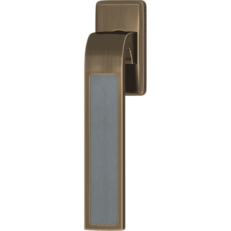 Turnstyle Designs R2542-GC-FA Ski Recess Leather with Slate Grey Grip and Fine Antique Brass Finish - Hardware by Design