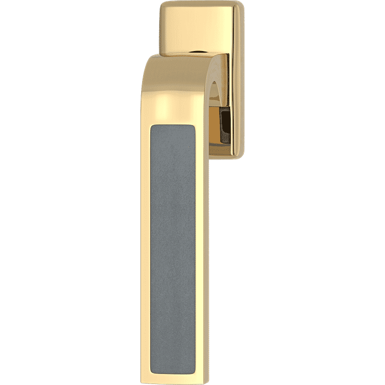 Turnstyle Designs R2542-GC-PU Ski Recess Leather with Slate Grey Grip and Polished Brass Finish - Hardware by Design