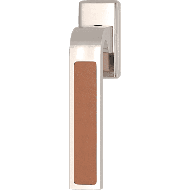 Turnstyle Designs R2542-TN-PN Ski Recess Leather with Tan Grip and Polished Nickel Finish - Hardware by Design