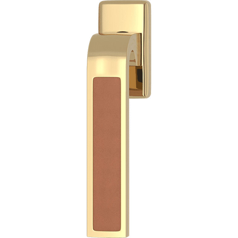 Turnstyle Designs R2542-TN-PU Ski Recess Leather with Tan Grip and Polished Brass Finish - Hardware by Design