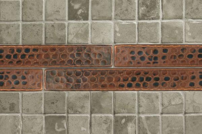 Package of Four 1" x 8" Copper Hammered Tiles - Hardware by Design