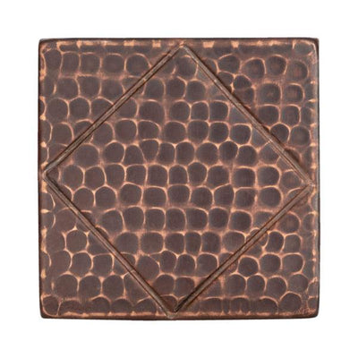 Package of Eight 4" x 4" Hammered Copper Tile with Diamond Design - Hardware by Design