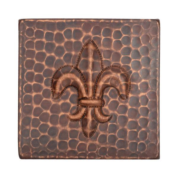 Package of Eight 4" x 4" Copper Fleur De Lis Tiles - Hardware by Design