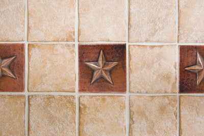 Package of Four 4" x 4" Hammered Copper Star Tiles - Hardware by Design