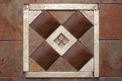 Package of Four 6" x 6" Hammered Copper Tiles - Hardware by Design