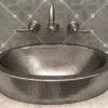 17" Compact Oval Skirted Vessel Hammered Copper Sink in Nickel - Hardware by Design