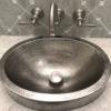 17" Compact Oval Skirted Vessel Hammered Copper Sink in Nickel - Hardware by Design