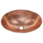 17" Oval Wired Rim Vessel Hammered Copper Sink in Polished Copper - Hardware by Design