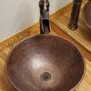 15" Round Wired Rimmed Vessel Hammered Copper Sink with Single Handle Vessel Faucet, Matching Drain and Accessories - Hardware by Design