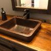 17" Rectangle Skirted Vessel Hammered Copper Sink - Hardware by Design