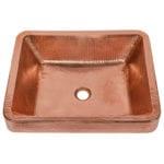 19" Rectangle Skirted Vessel Hammered Copper Sink in Polished Copper - Hardware by Design