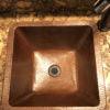 15" Square Skirted Vessel Hammered Copper Sink with Single Handle Vessel Faucet, Matching Drain and Accessories - Hardware by Design