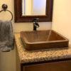 15" Square Skirted Vessel Hammered Copper Sink with Single Handle Vessel Faucet, Matching Drain and Accessories - Hardware by Design