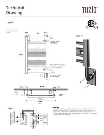 23.5"x31" Savoy Electric Towel Warmer