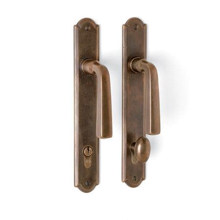Sun Valley Bronze SVB-CMP-A811SL  Arch Profile Cylinder Sliding Door Entry Set  1 1/2" x 10 1/2"  Shown with L-106 Square Lever