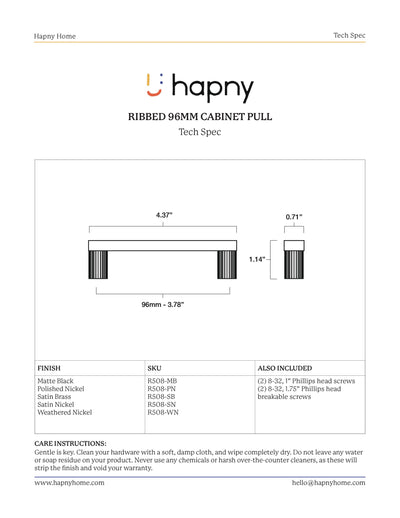 Ribbed 96mm Pull