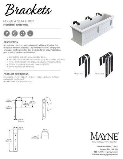 Mayne Handrail Bracket - Black - 3-Pack (3835)