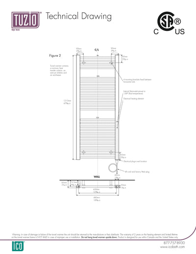 19"x47.5" Savoy Electric Towel Warmer