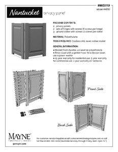 Nantucket Privacy Panel - 34in x 2in x 47in - Graphite Grey - Hardware by Design