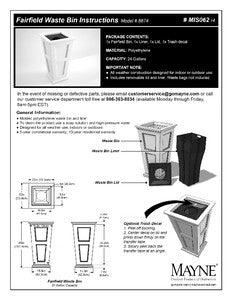 Fairfield 40" Tall Waste Bin - Black - Hardware by Design