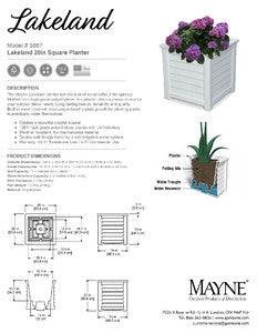 Lakeland 20x20 Square Planter - White - Hardware by Design