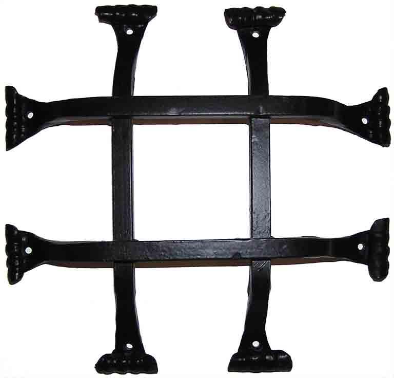 Agave Ironworks GR011-01 Wrought Iron Door Speakeasy Grille - Square Bar Fish Tail - Flat Black Finish - 10" W x 10" H