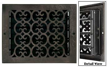 Hamilton Sinkler Decorative Cast Bronze Scroll Vent Wall Register - 10x10in. (Bronze Patina) HAM-WVT-1010-BP