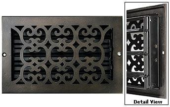 Hamilton Sinkler Decorative Cast Bronze Scroll Vent Wall Register - 10x6in. (Bronze Patina) HAM-WVT-610-BP