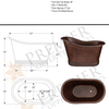 52" Small Hammered Copper Single Slipper Bathtub - Hardware by Design