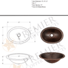 15" Oval Under Counter Hammered Copper Bathroom Sink - Hardware by Design